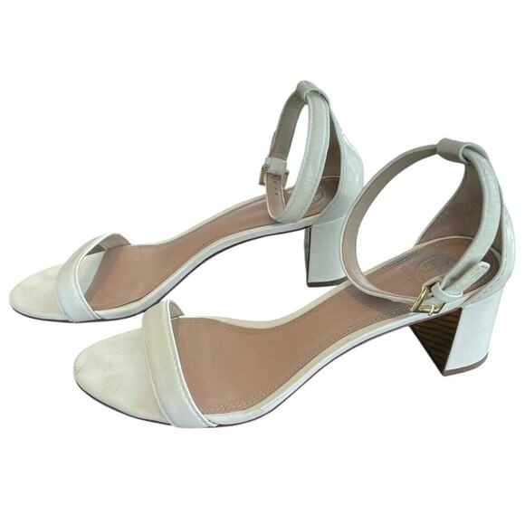 Tory Burch Cecile Ankle Strap Mid Heel Sandals White Size 10 Formal Elegant - Picture 6 of 15